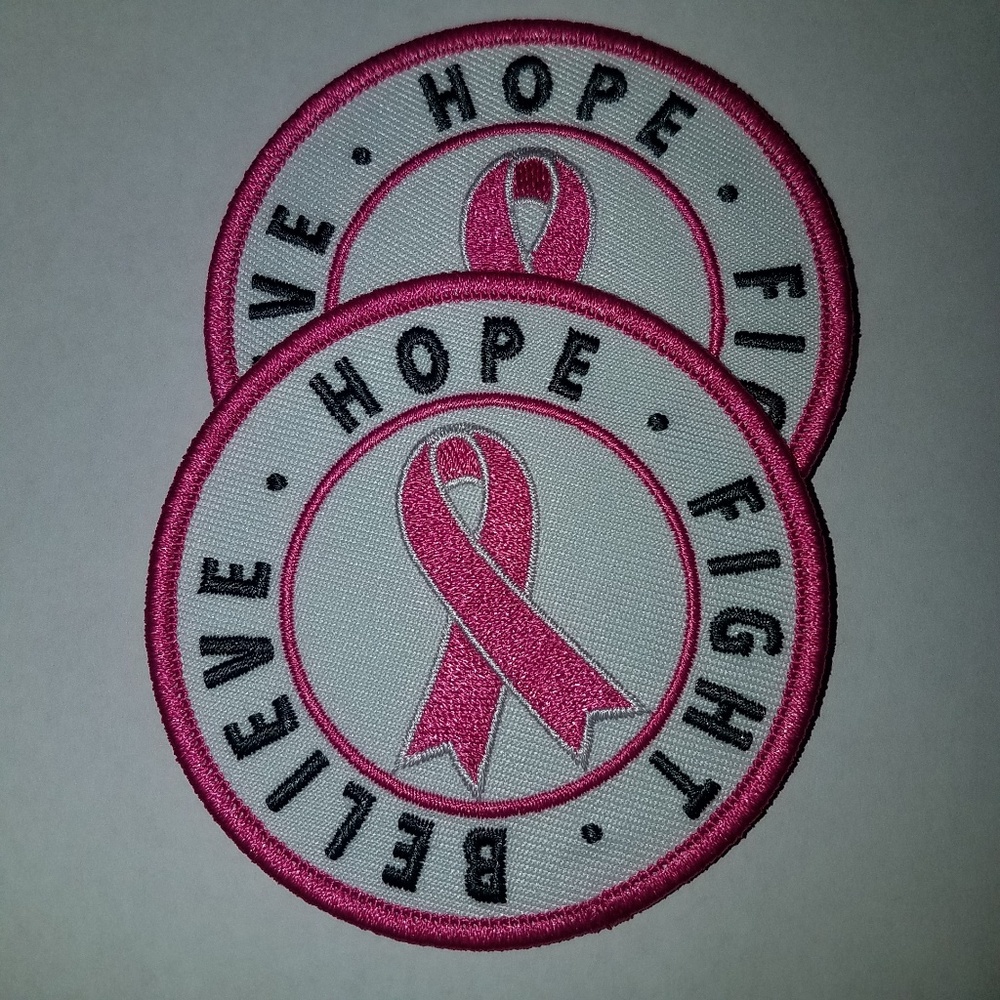 "Hope, Believe, Fight" Breast cancer patches